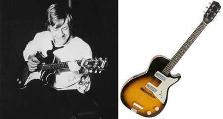 Brian Jones and his Harmony Stratotone: the guitar was heard on the Rolling Stones debut single, Come On, and has just sold at auction for $150,000
