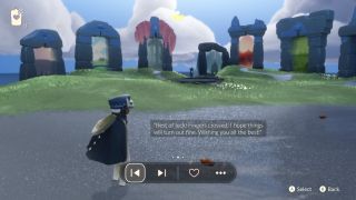 Sky: Children of the Light - a player stands in a grassy hub and reads a message left by another that says "Best of luck! Fingers corssed!"