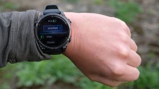 Garmin Fenix 8 being worn by the reviewer