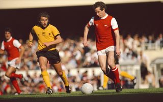 Liam Brady in action for Arsenal against Wolves in September 1979.