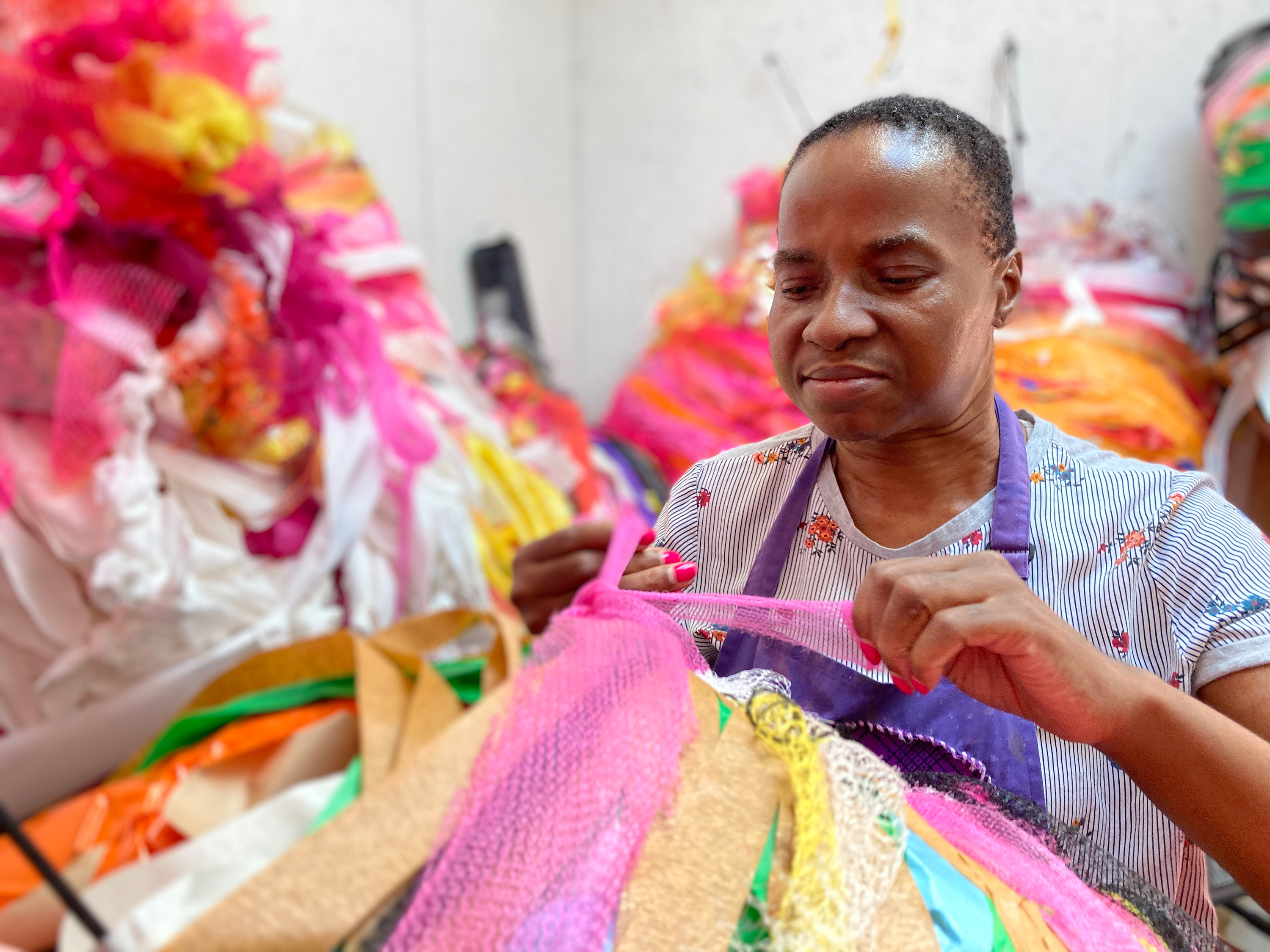 artist with bright materials