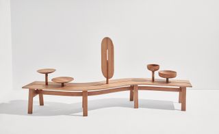 Curving wooden table