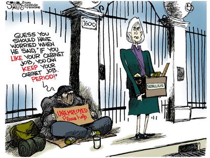 Political cartoon Kathleen Sebelius Obamacare