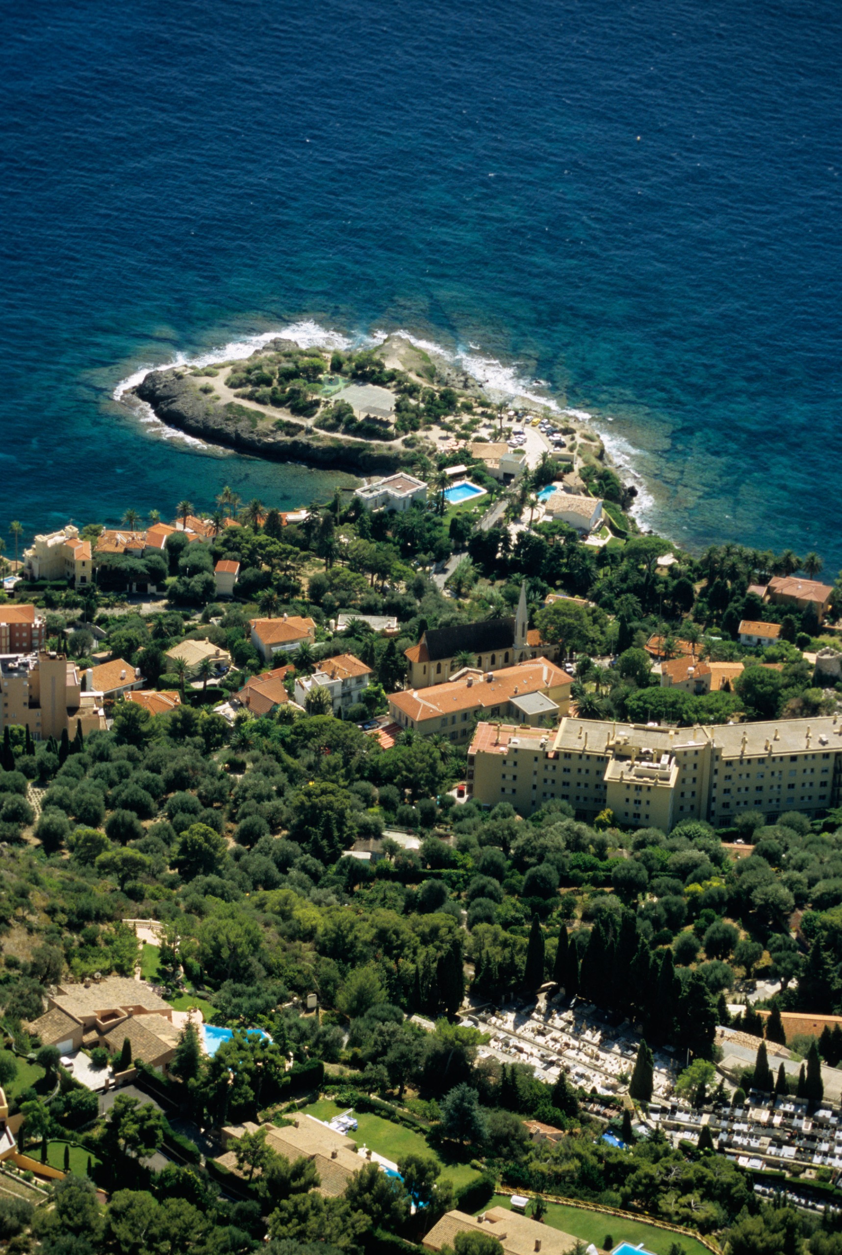 Aerial view of Cap d&amp;rsquo;Ail peninsula