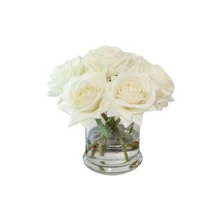 Real Touch Roses Floral Arrangement white roses in glass vase