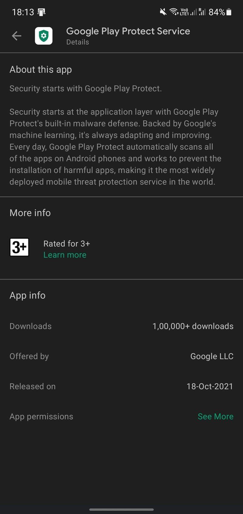 Play Protect App Listing