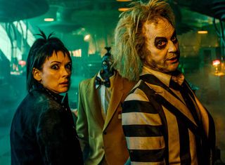 winona ryder and michael keaton as lydia deetz and beetlejuice in the undead world in the beetlejuice sequel