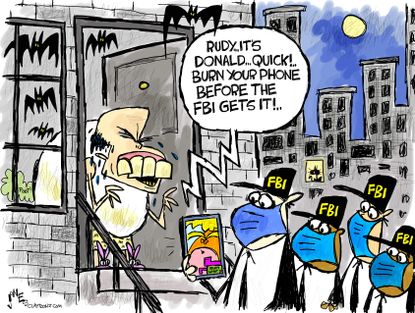 Political Cartoon U.S. giuliani trump fbi raid