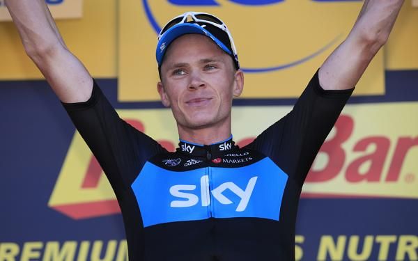 Chris Froome (Sky) on the podium after stage 7 of the 2012 Tour de France