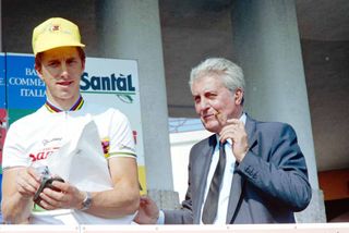 Torriani with Greg LeMond at the 1990 Giro d'Italia teams presentation
