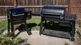 Weber vs Traeger pellet grills side by side