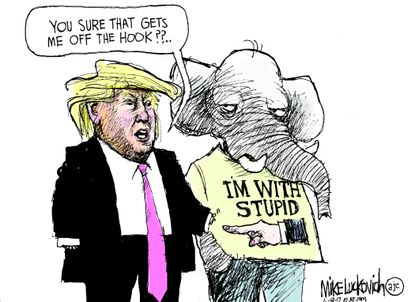 Political cartoon U.S. Trump baby president GOP loyalty