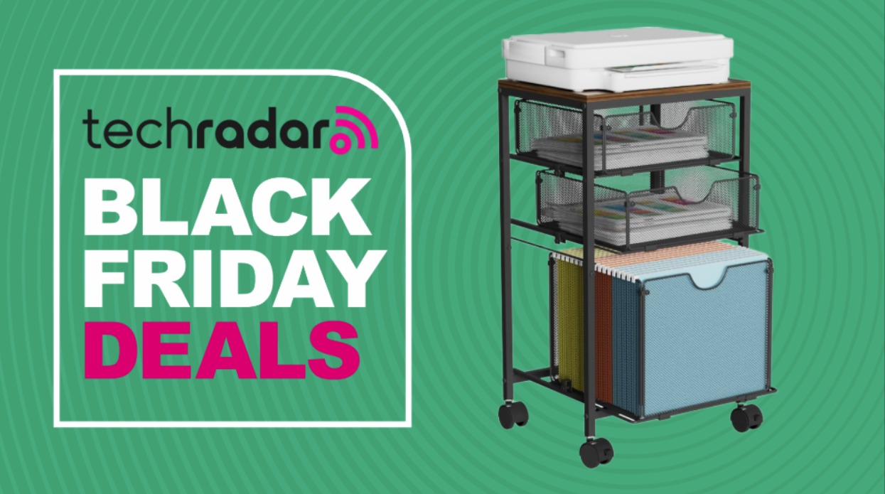 The Bohdk rolling file cart on a green background next to a TechRadar badge reading 'Black Friday deals'