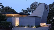 hero exterior shot at dusk of sonoma home mourning dovecote