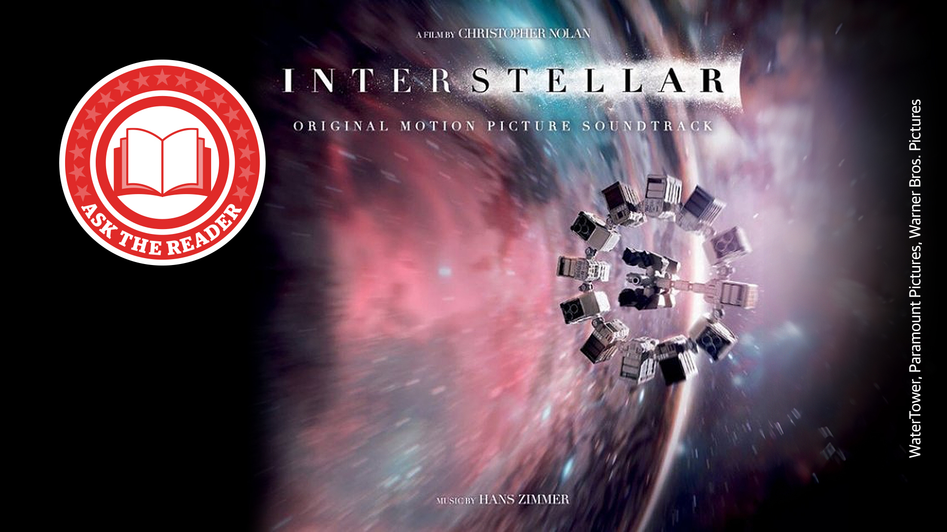 Interstellar album cover with a red Ask The Reader roundel in the corner.