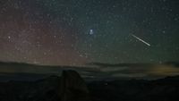 Perseid meteor showers were captured at Glacier Point in Yosemite National Park of California, United States on August 12, 2024. 