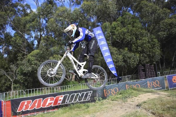 A racer in the downhill near Hobart
