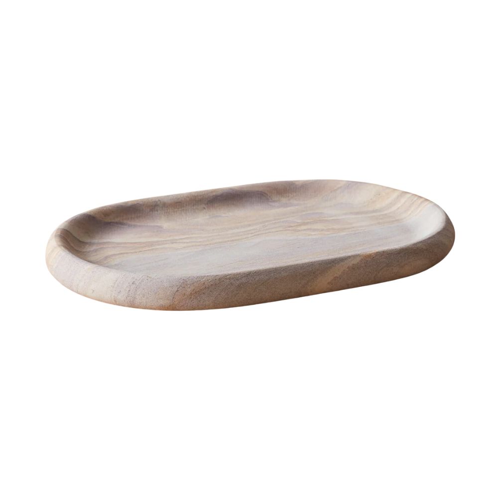 Cream oval marble tray