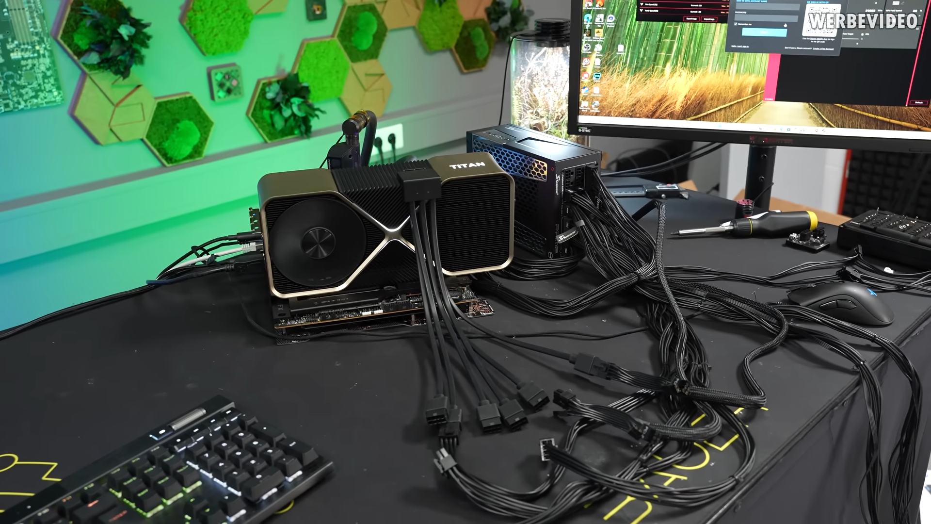 Nvidia's mystery dual 12VHPWR to 6x8-pin adapter running the RTX Titan Ada