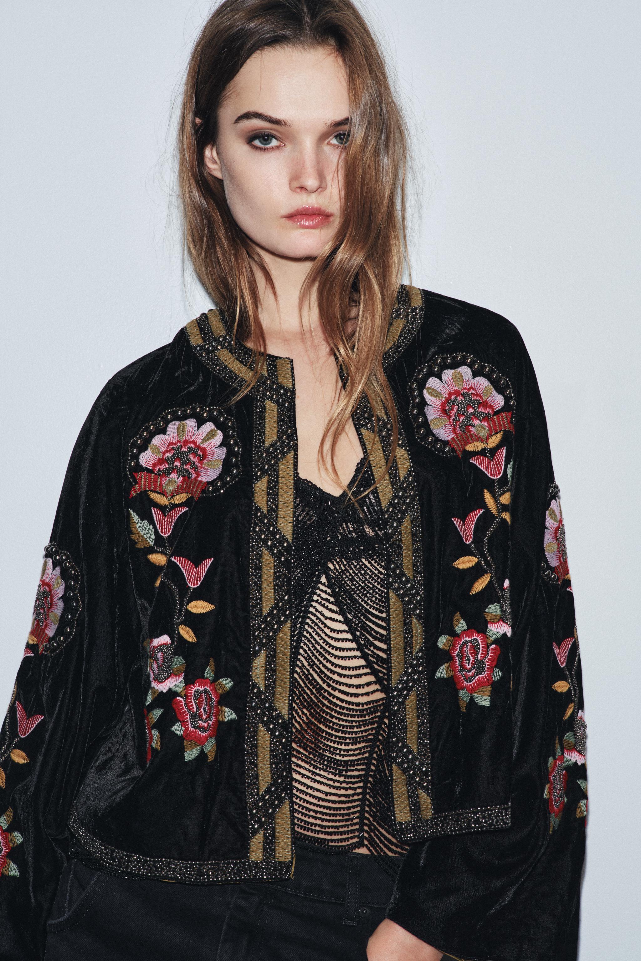 Embroidered Beaded Floral Velvet Jacket