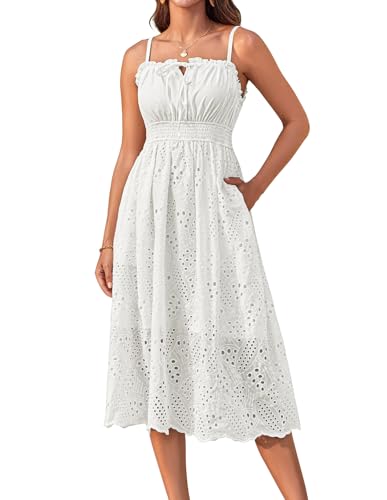 Grace Karin Summer Dresses Elegant A-Line Party Dresses Wedding Casual Dress Work Spaghetti Strap Xxl White -1