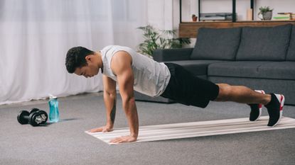 A man performing a push-up