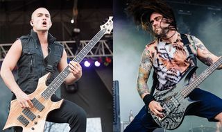 Paolo (Trivium) and Mike (Killswitch Engage) doing their respective thing onstage...