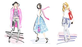 Three fashion illustrations