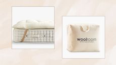 Feature image with composite of mattress topper and packaging to support the Woolroom Deluxe Mattress topper review