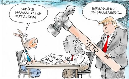 Political Cartoon U.S.&nbsp;Democrats Republicans bipartisan shutdown funding bill Trump veto