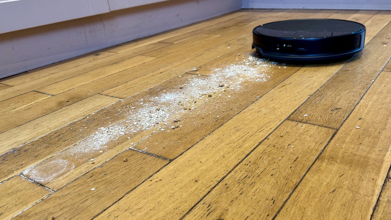 Roborock Saros 10R robot vacuum and mop before completing hard floor vacuuming test