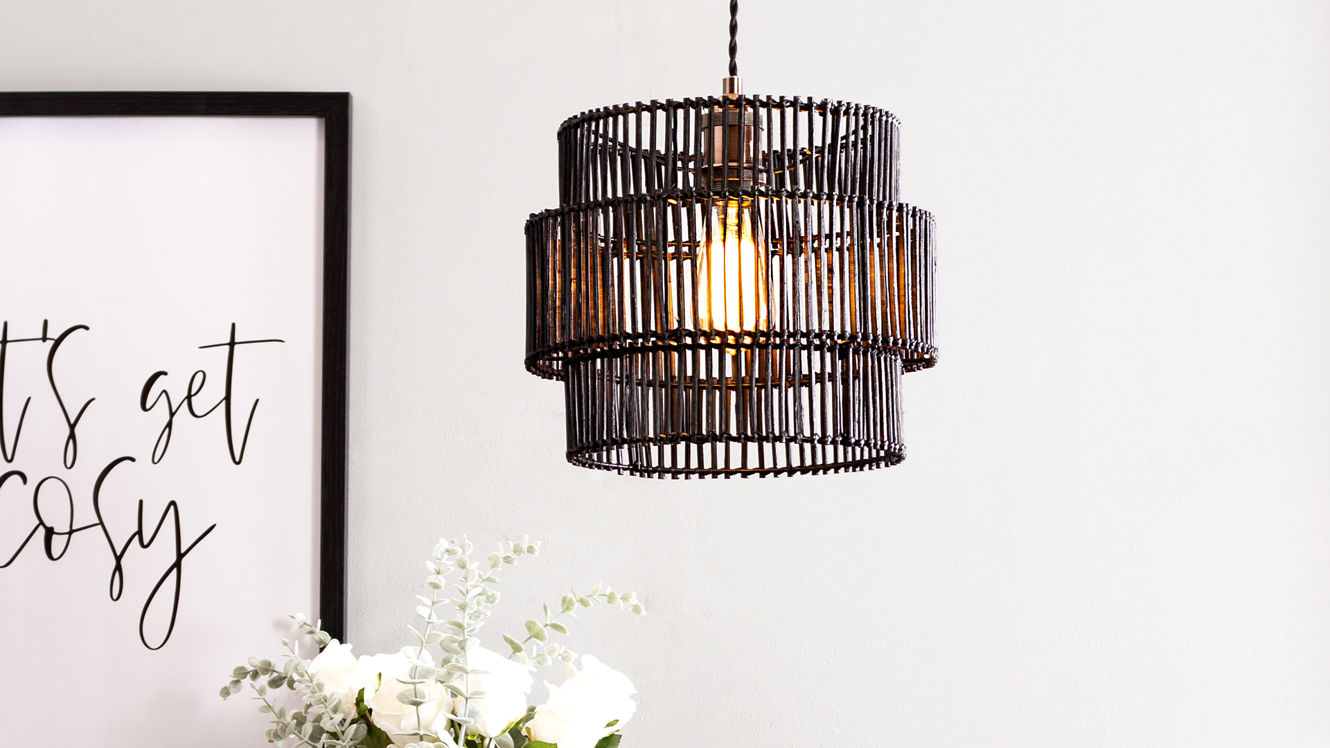 Rattan ceiling light