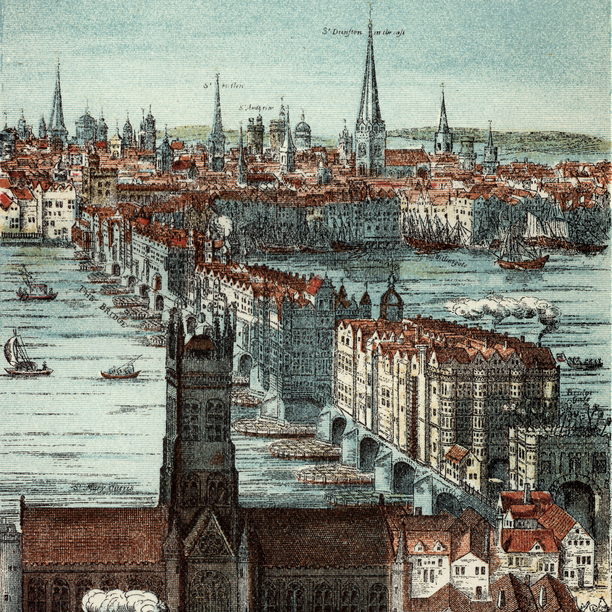 London Bridge in the 17th Century.