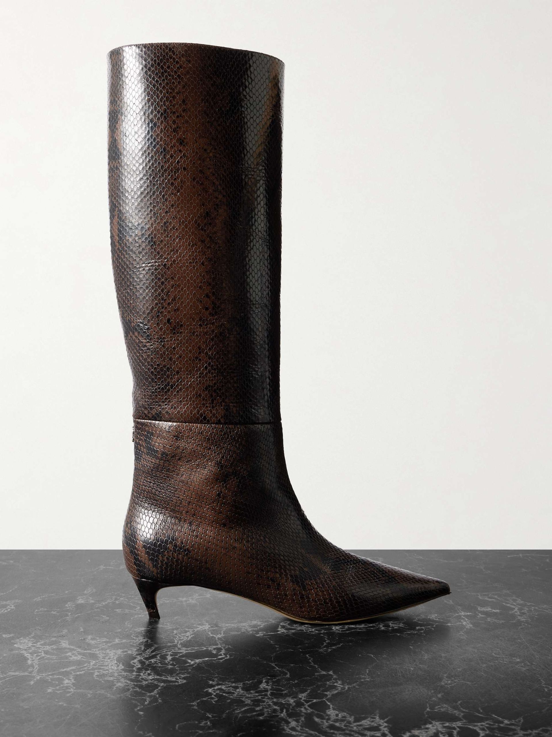 Maxima 35 Snake-Effect Leather Knee Boots