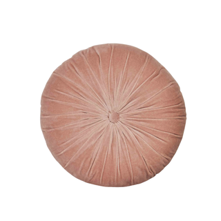 Round pink velvet cushion
