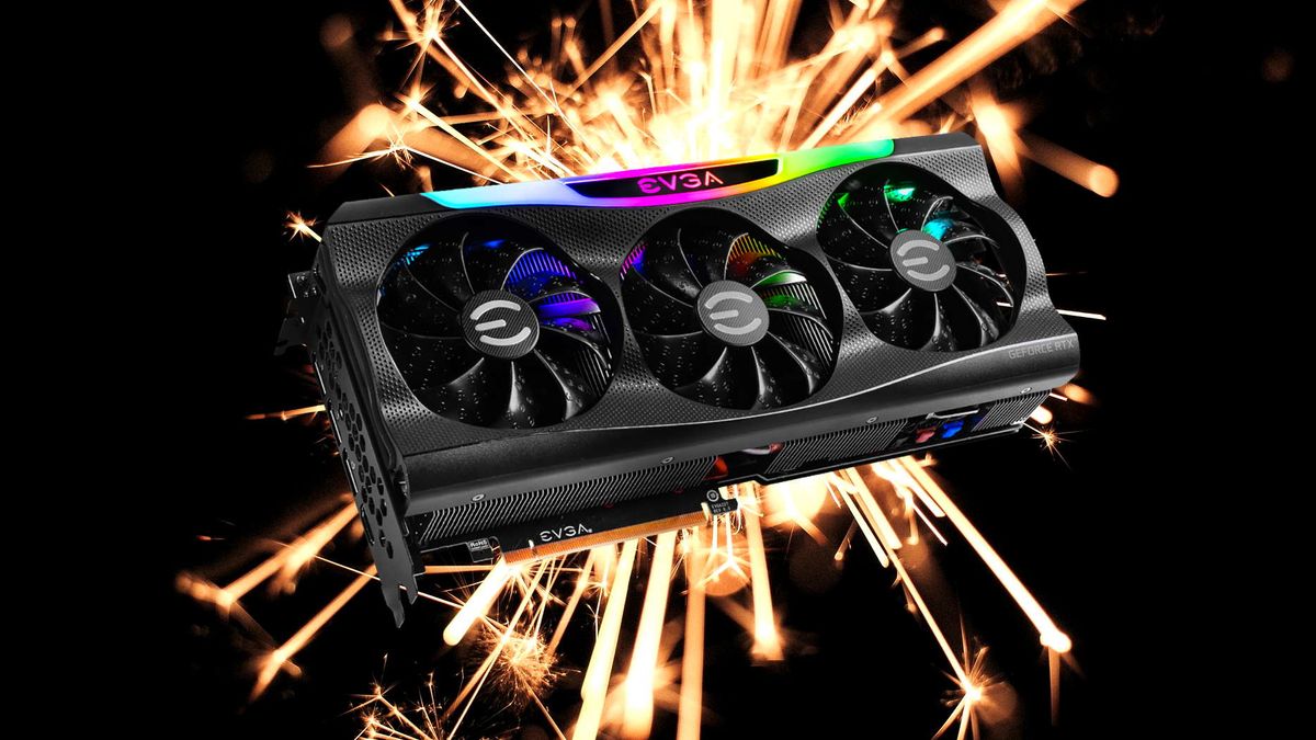 EVGA RTX 3090 FTW3 in front of a sparkler