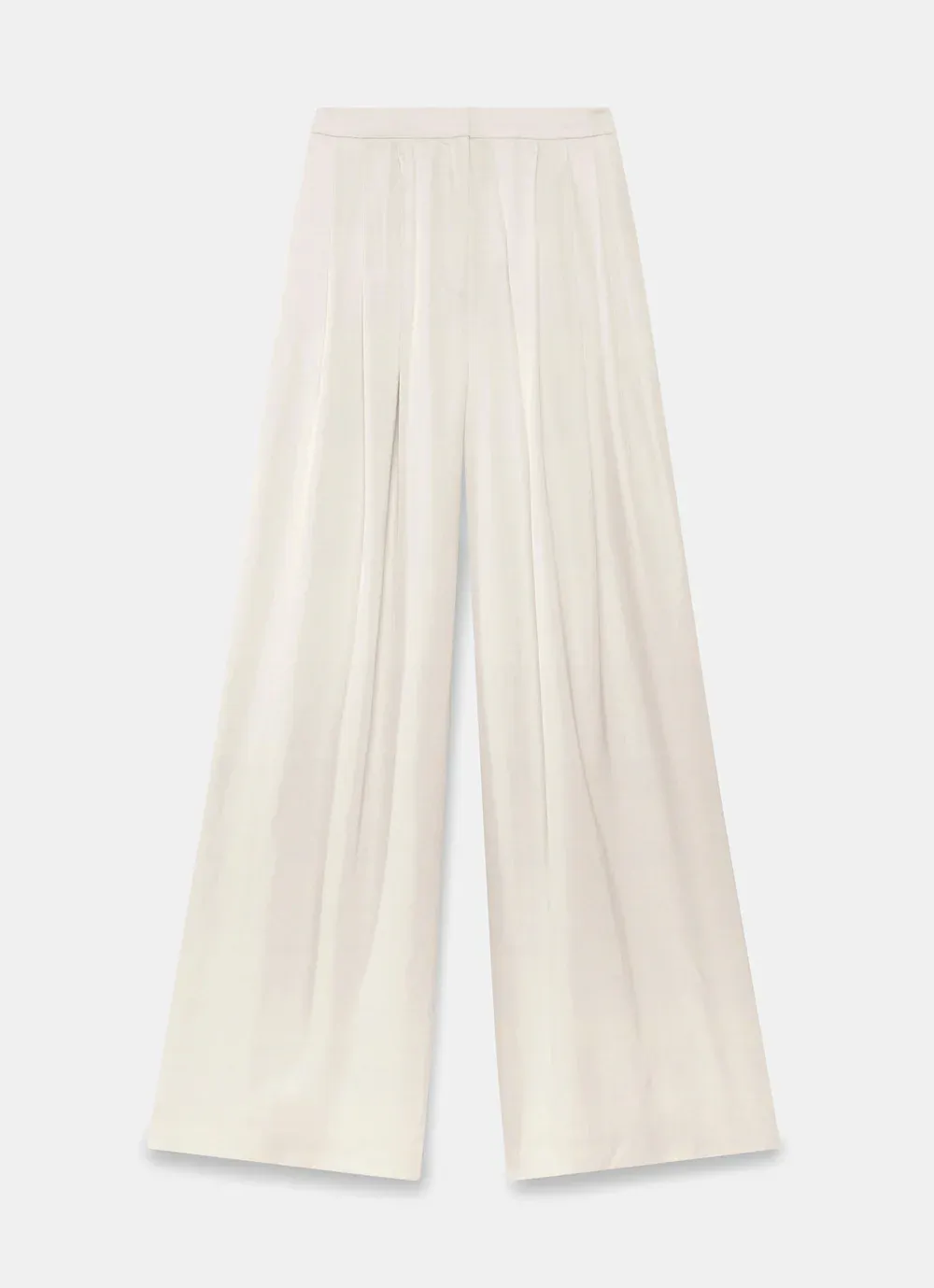 Cream Pleated Wide Trousers