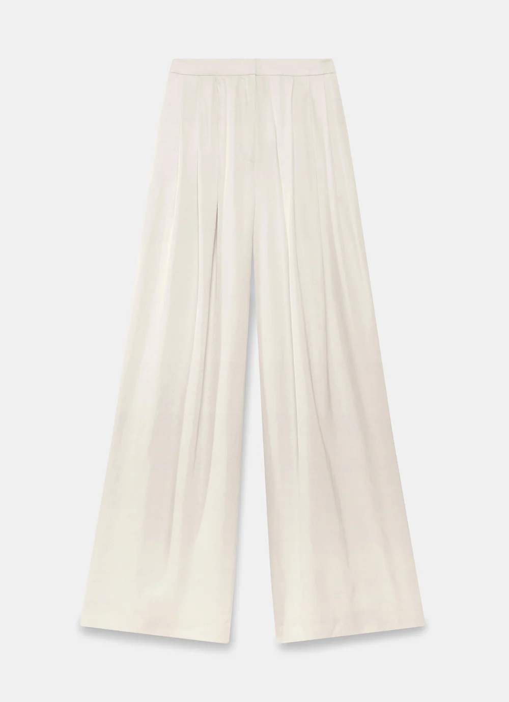 Cream Pleated Wide Trousers