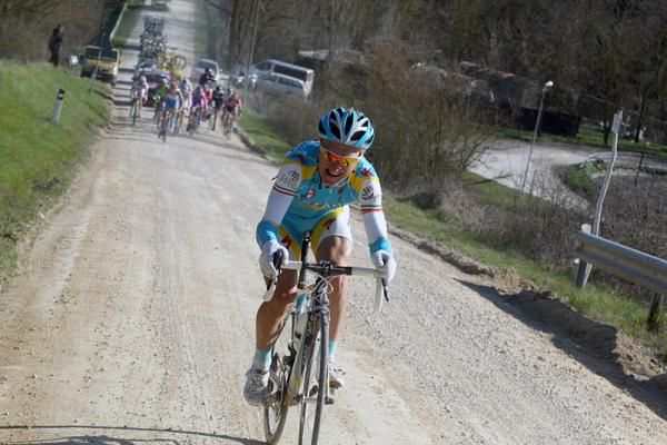 Enrico Gasparotto (Astana) on the attack.