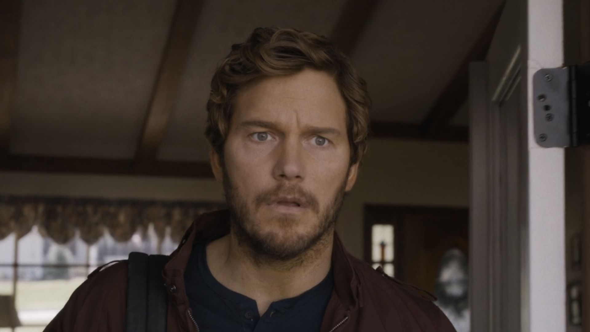 Peter Quill wearing street clothes seeing his grandfather for the first time in years in Guardians 3.