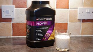 Maximuscle Progain Mass Gainer on kitchen counter