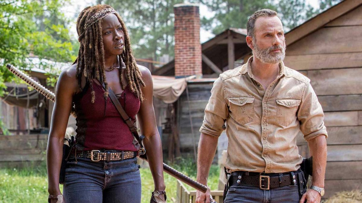 Danai Gurira as Michonne and Andrew Lincoln as Rick Grimes