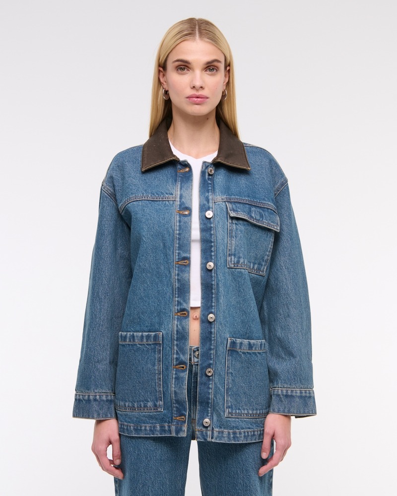 Oversized Vegan Leather Shirt Jacket