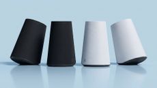 Sony Pulse Elevate wireless speakers on a blue background