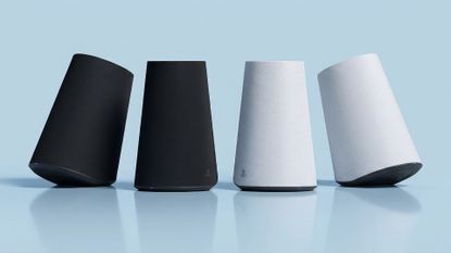 Sony Pulse Elevate wireless speakers on a blue background