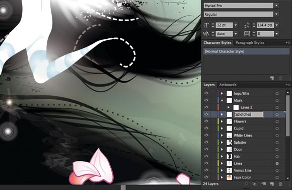 Adobe Illustrator CS6: You can now edit names of layers, swatches, art boards