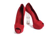 Red shoes with glass heels