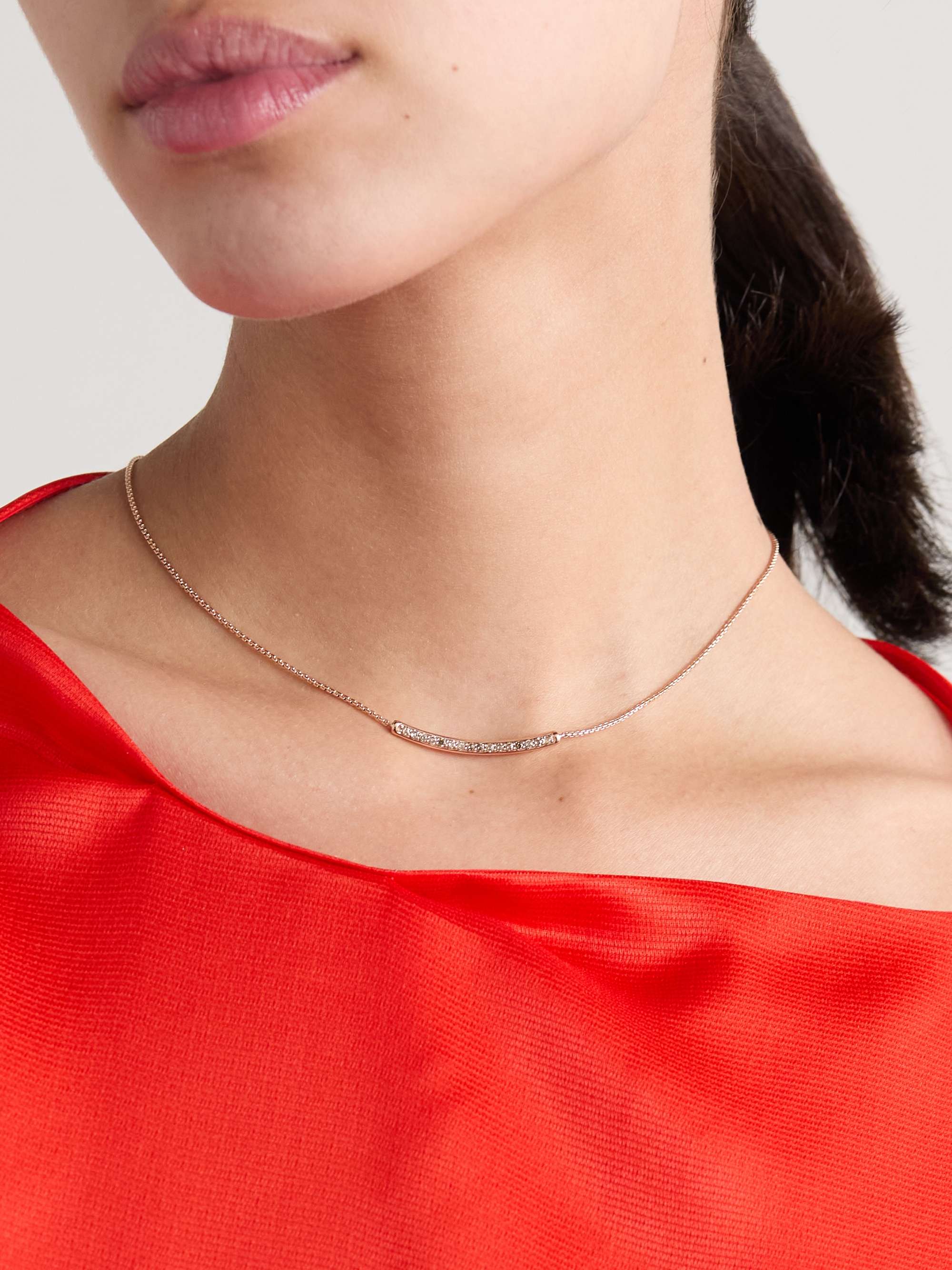 Petite Pav&amp;eacute; 18-Karat Rose Gold Diamond Necklace