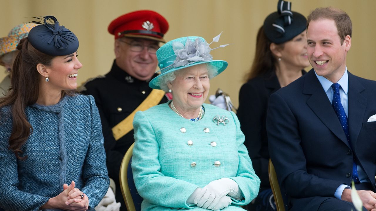 Kate Middleton, Queen Elizabeth, and Prince William at Vernon Park during a Diamond Jubilee on June 13, 2012