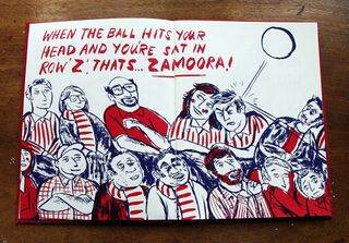Mark Long's A5 zine about British football culture, Who Ate All The Pies? was litho printed in two colours in an edition of 1000, using on off-white paper with a card cover